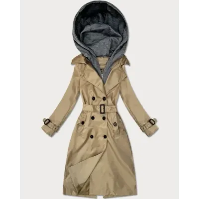 Dámsky trench kabát MODA2252 tmavobéžový
