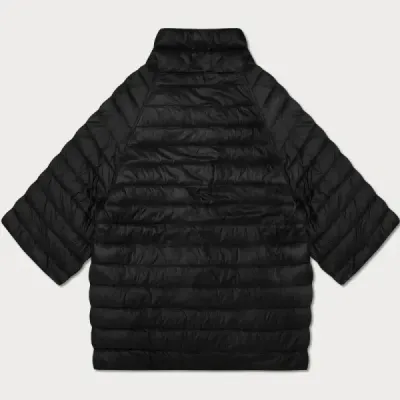 Oboustranná dámska bunda vo veľkej veľkosti s 3/4 rukávmi Minority čierna/leopardí vzor MODA6308BIG