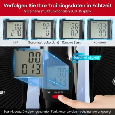 Eliptický trenažér s pedálmi, nastaviteľným magnetickým odporom a tichým chodom, čierny
