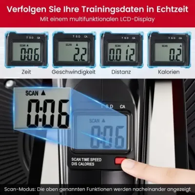 Eliptický trenažér s nastaviteľným magnetickým odporom a tichým LCD displejom, čierny
