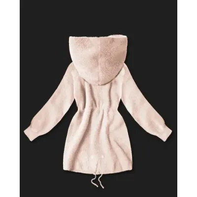 Vlnená dámska bunda typu alpaka MODA017 lososová