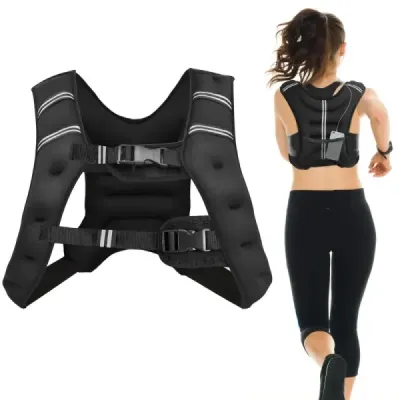 8 kg záťažová vesta, tréningová vesta s reflexnými pruhmi a nastaviteľným popruhom, fitness vesta