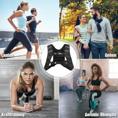 8 kg záťažová vesta, tréningová vesta s reflexnými pruhmi a nastaviteľným popruhom, fitness vesta