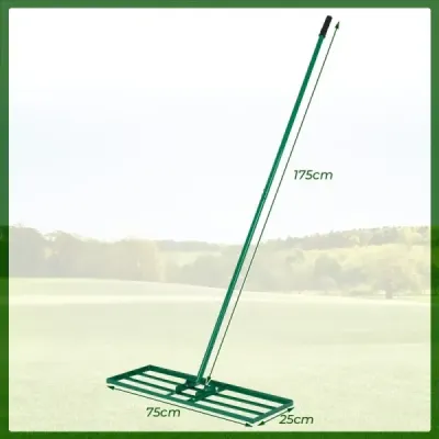 Hrable na vyrovnávanie trávnika s ergonomickou rukoväťou na zem 75 x 25 cm Zelené