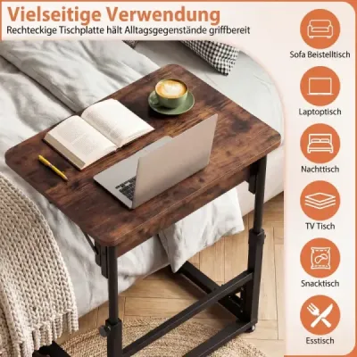 Stôl k posteli s nastaviteľnou výškou, sklopný ošetrovací stôl, stôl v tvare písmena C, stôl na notebook, odkladací stolík