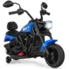 6 V detský motocykel typu chopper s hudbou, svetlometom, pedálom a 2 pomocnými kolieskami, tmavomodrý