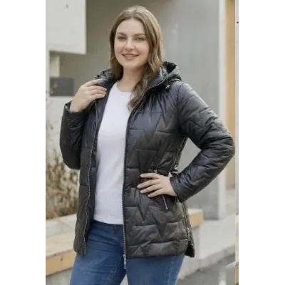 Tenká dámska jarná bunda s kapucňou MODA8576BIG čierna