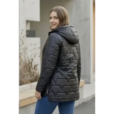 Tenká dámska jarná bunda s kapucňou MODA8576BIG čierna