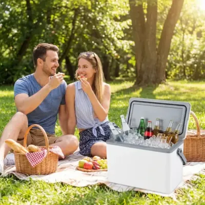 Prenosná chladiaca box s tvrdou škrupinou 12 l izolovaná chladiaca box s pohodlným uchom, nepretekajúca mraznička, biela
