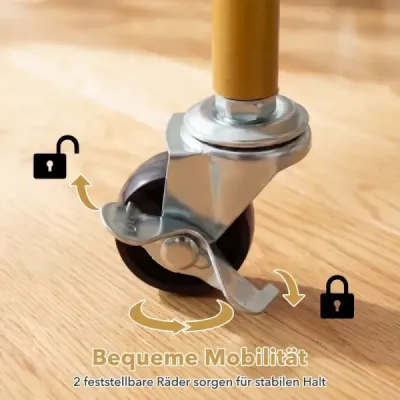 2-poschodový kolieskový bočný stolík, moderný mobilný nočný stolík s povrchom z imitácie mramoru, biely