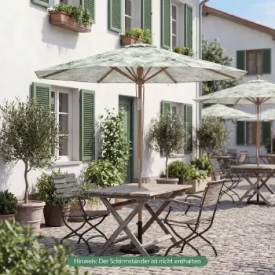 Slnečník s priemerom 270 cm, s nastavením sklonu o 30° a odvetranou špičkou, zelený