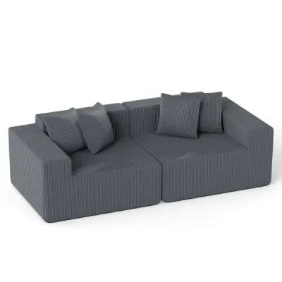 2-miestna pohovka Boneless Couch so šírkou 204 cm, hlbokým sedadlom a operadlom, pohodlnými podrúčkami, sivá