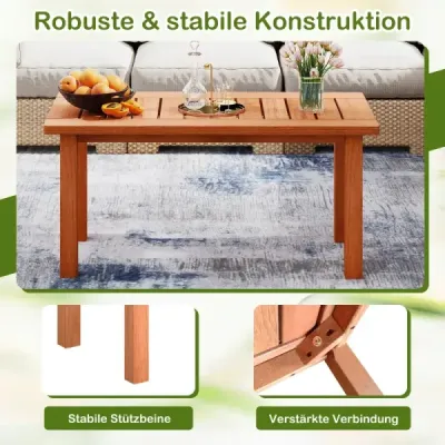 Konferenčný stolík, drevený stolík s doskou z latového roštu, Indoor Natur, 90 x 45 x 43,5 cm