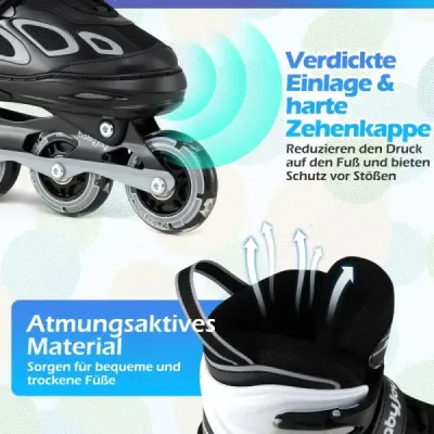 Detské kolieskové korčule, 4 nastaviteľné veľkosti, inline korčule so svietiacimi kolieskami, veľkosť L (EU 37-41)
