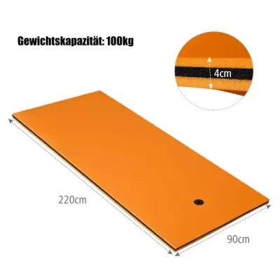 Vodná hojdacia sieť plávajúca podložka na plávanie raft Vodná posteľ 220 x 90 x 4 cm oranžová+čierna