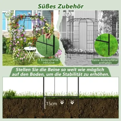 Oblúk na ruže kovový pavilón na ruže záhradný oblúk na popínavé rastliny oblúk na záhradu 206 x 206 x 286 cm čierny