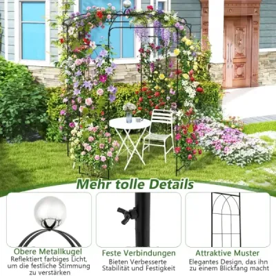 Oblúk na ruže kovový pavilón na ruže záhradný oblúk na popínavé rastliny oblúk na záhradu 206 x 206 x 286 cm čierny