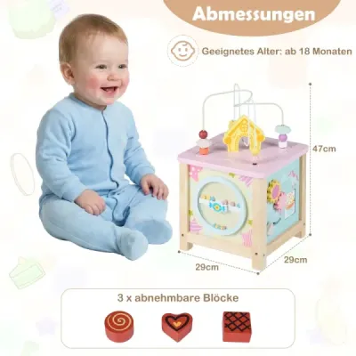 Drevená kocka na aktivity Montessori pre batoľatá od 18 mesiacov, vzdelávacia hračka pre chlapcov a dievčatá, viacfarebná