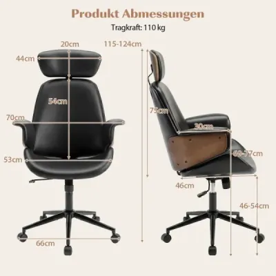 Ergonomická kancelárska stolička so zaoblenými podrúčkami, operadlom a opierkou hlavy. Kancelárske kreslo, otočné kreslo.