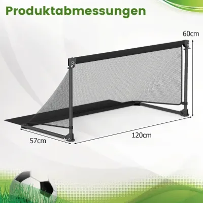 Skladacia futbalová bránka 120x57x60cm kovový rám PE sieť s hrotmi na zem na vonkajší tréning čierna