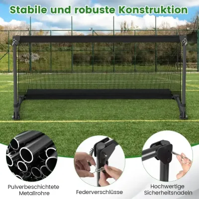 Skladacia futbalová bránka 120x57x60cm kovový rám PE sieť s hrotmi na zem na vonkajší tréning čierna