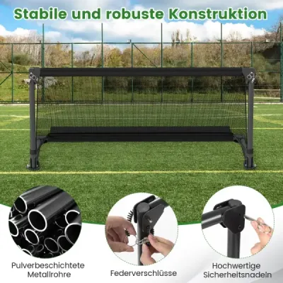 Skladacia futbalová bránka 100x50x47cm kovový rám PE sieť s hrotmi na zem na vonkajší tréning čierna