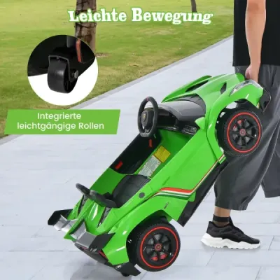 Detské elektrické auto Lamborghini s diaľkovým ovládaním, LED svetlometmi, klaksónom a hudbou - zelené