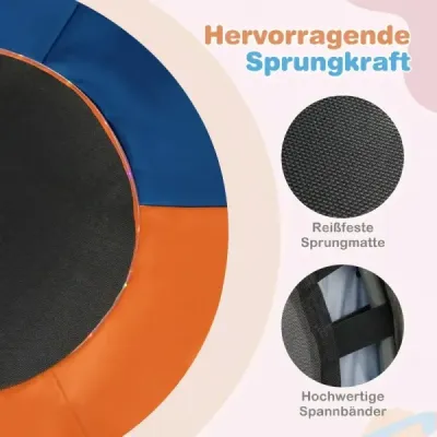 90 cm mini trampolína so svetlami, skladacia, penová rukoväť, ochranný kryt pre batoľatá, oranžová + námornícka modrá