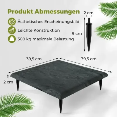 39,5x39,5 cm nášľapné kamene so stĺpikmi, sada 8 kusov, vyrobené v Taliansku, do záhrady, na trávnik, do dvora, sivé