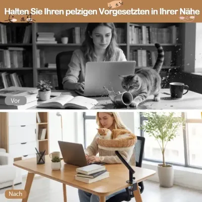 Pelech pre mačky, ratan, otočný o 360°, odnímateľný vankúš, závesná guľa, bez nutnosti vŕtania, prírodný + čierny + biely