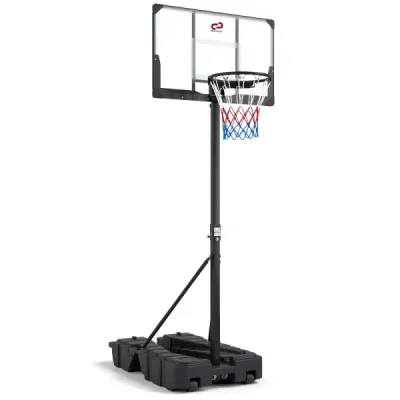 Výškovo nastaviteľný basketbalový kôš 230-305 cm s kolieskami pre deti aj dospelých, čierny
