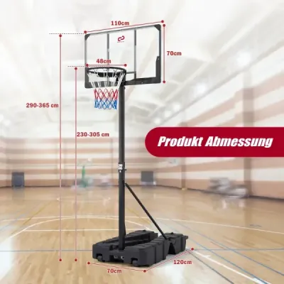 Výškovo nastaviteľný basketbalový kôš 230-305 cm s kolieskami pre deti aj dospelých, čierny