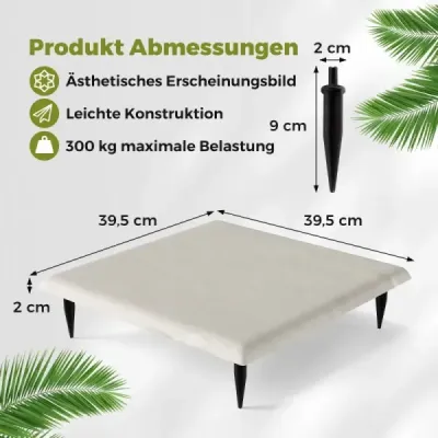 Sada 16 nášľapných kameňov na záhradné chodníky, vyrobené z polypropylénu, vrátane 64 zemných kolíkov, 39,5 x 39,5 cm, béžová