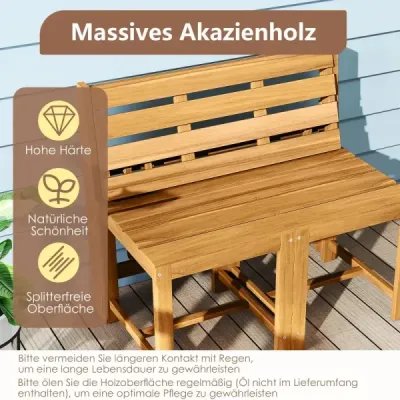 Záhradný nábytok 3 v 1, akáciové drevo, prestaviteľný na záhradu, veranda, prírodná farba