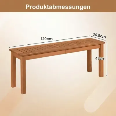 Dvojmiestna záhradná lavica, masívne drevo, nosnosť do 200 kg, 120 x 30,5 x 47 cm, do záhrady, na terasu, balkón, do vchodu