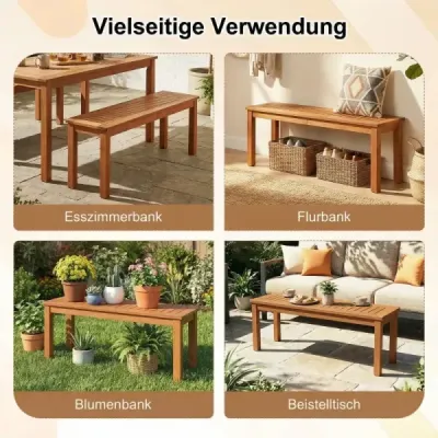 Dvojmiestna záhradná lavica, masívne drevo, nosnosť do 200 kg, 120 x 30,5 x 47 cm, do záhrady, na terasu, balkón, do vchodu