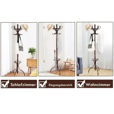 Vešiak na kabáty Vešiak na kabáty s 12 háčikmi Brown/black/natural-natural