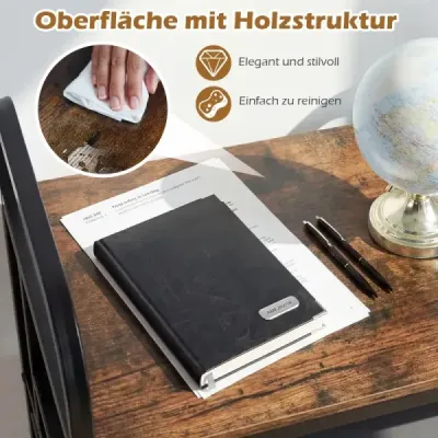 3-úrovňový stojan na tlačiareň s kolieskami, úložný priestor do pracovne/kancelárie, rustikálna hnedá + čierna