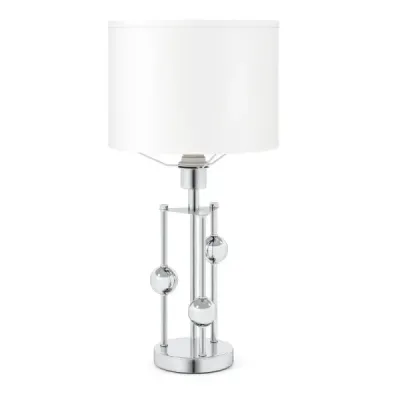 Stolová lampa, nočná/stolná lampa s objímkou ​​E27, tienidlo z ľanovej látky a ozdobné gule