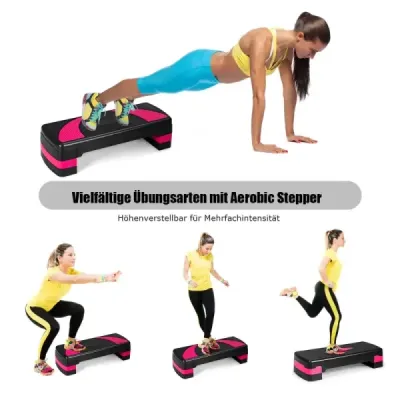 Výškovo nastaviteľný aeróbny stepper fitness trenažér s dvoma stupňami 10 cm a 15 cm fitness trenažér čierny