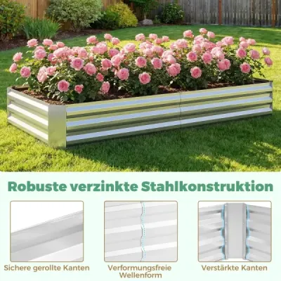Skleník 3 v 1 s vyvýšeným záhonom, kovovým kvetináčom a PVC fóliou - obdĺžnikový chladiaci rám
