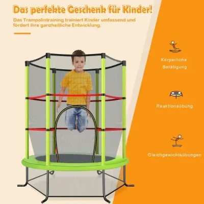 Záhradná trampolína Ø165 cm s ochrannou sieťou, nosnosť trampolíny do 135 kg, zelená