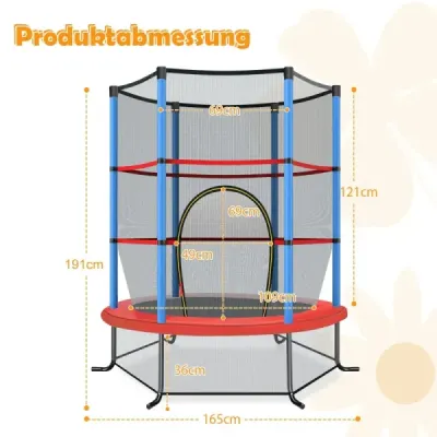Záhradná trampolína Ø165 cm s ochrannou sieťou, nosnosť trampolíny do 135 kg, modrá