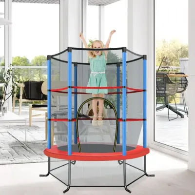 Záhradná trampolína Ø165 cm s ochrannou sieťou, nosnosť trampolíny do 135 kg, modrá