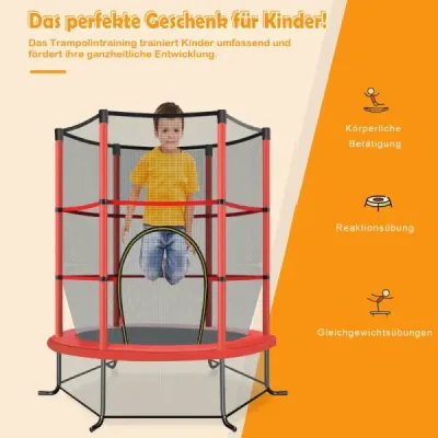Záhradná trampolína Ø165 cm s ochrannou sieťou, nosnosť trampolíny do 135 kg, červená