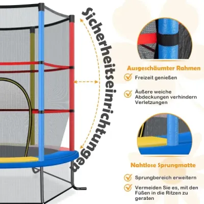 Záhradná trampolína Ø165 cm s ochrannou sieťou, nosnosť trampolíny do 135 kg, farebná
