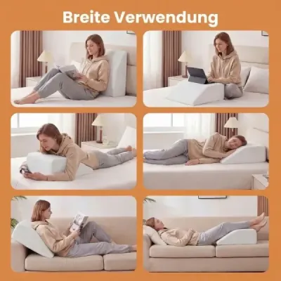 Penový vankúš na zdvíhanie nôh, odnímateľný, prateľný, ortopedický na chodidlá a kolená, biely