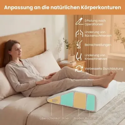 Penový vankúš na zdvíhanie nôh, odnímateľný, prateľný, ortopedický na chodidlá a kolená, biely