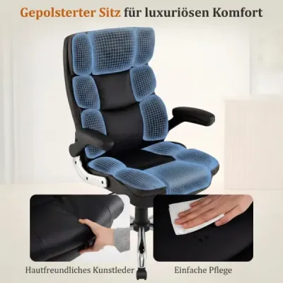 Ergonomická kancelárska stolička s výklopnými podrúčkami a hojdacou funkciou, manažérska stolička, počítačová stolička