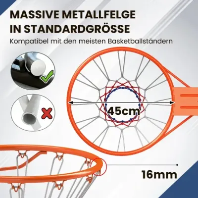 Vnútorný basketbalový kôš Ø45 cm s krúžkom a sieťkou, mini basketbalový kôš na montáž na stenu, oranžový